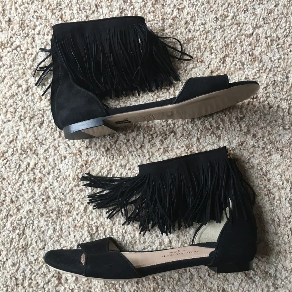 NWOB Paul Andrew x J. Crew Fringe Flat Sandals